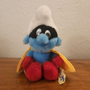 Vtg Masked Smurf Plush Wallace Berrie & Co. W/tags Stuffed Toy 1983